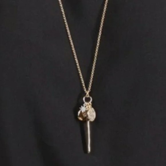 NEW Camilla Charm Necklace - Long Gold & Crystal Charm Necklace 16" - Picture 4 of 6